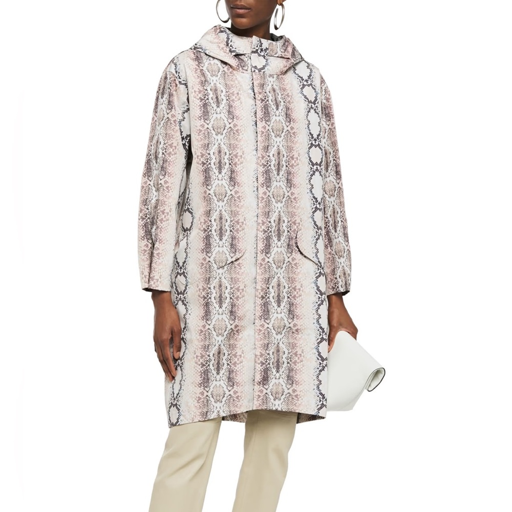 MAJE Baro Snake-print Shell Hooded Oversized Windbreaker Jacket In Pink One Size